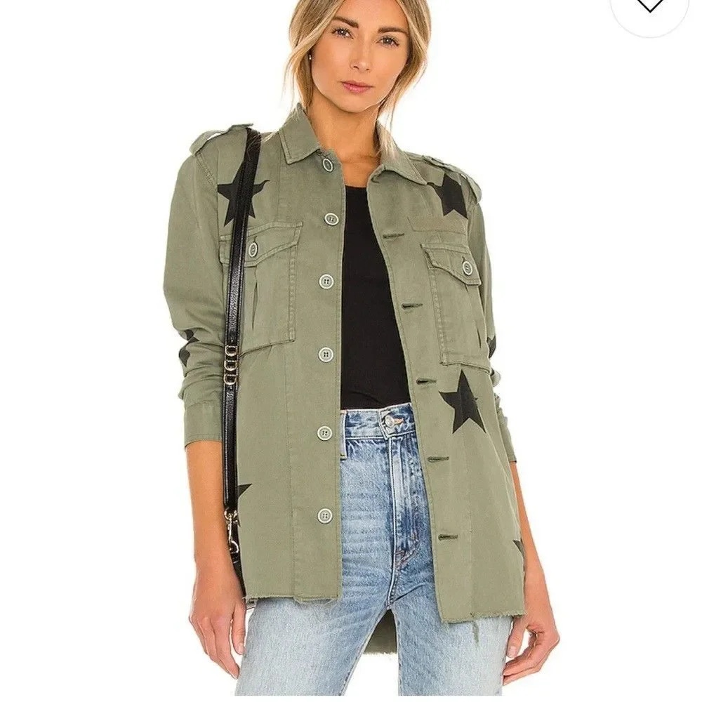 Pistola Camilo Jacket Womens Small Green Military Army Star Print Royal Honor